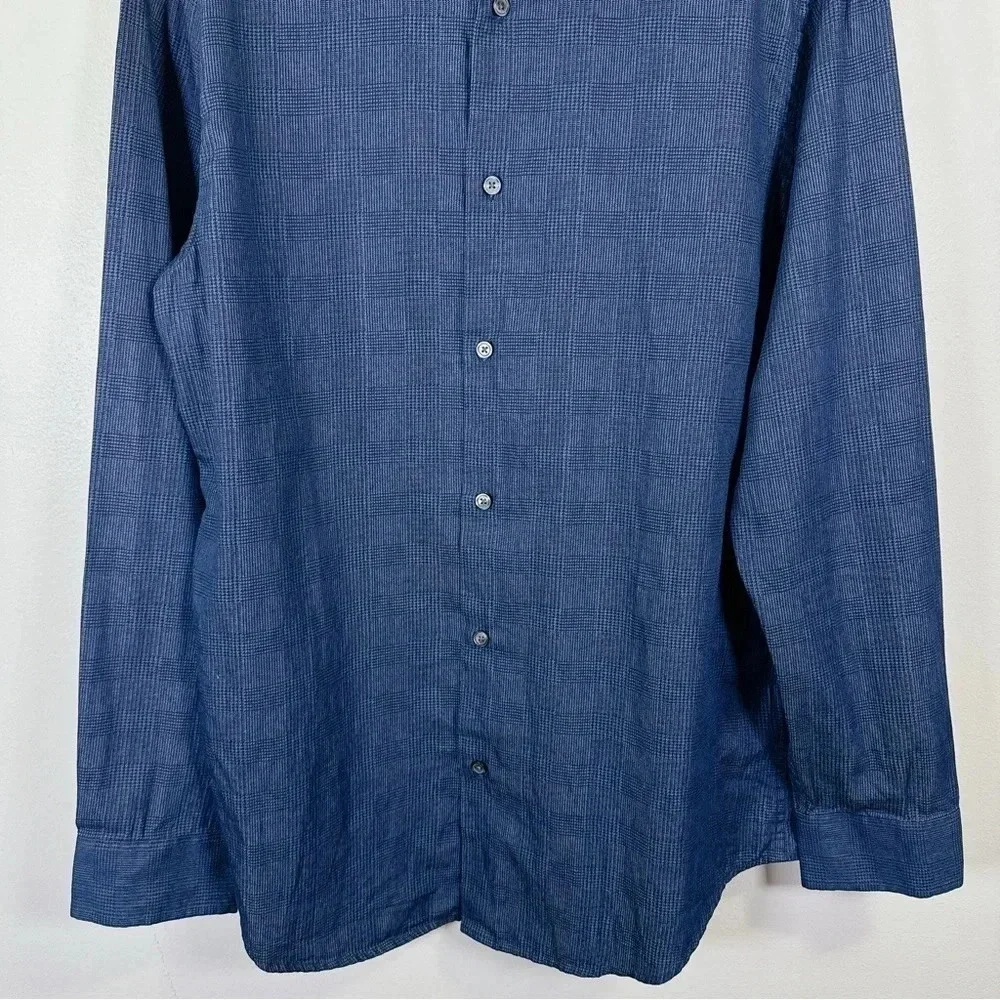 Banana Republic Plaid Denim Chambray Slim Fit Button Shirt